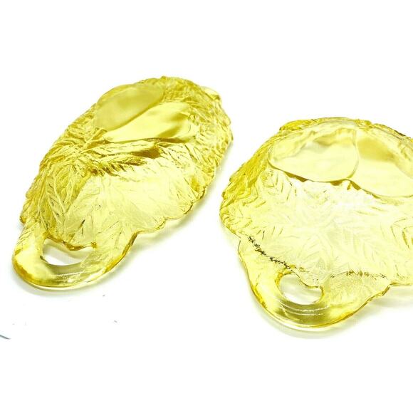 Yellow Mist Sweet Pear Avocado Tiara Indiana Glass Handled Serving Dish Set VTG - Picture 2 of 11
